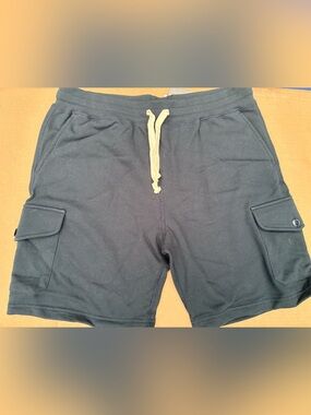 Todd Snyder Black Cargo Drawstring Shorts with Cream Drawcord